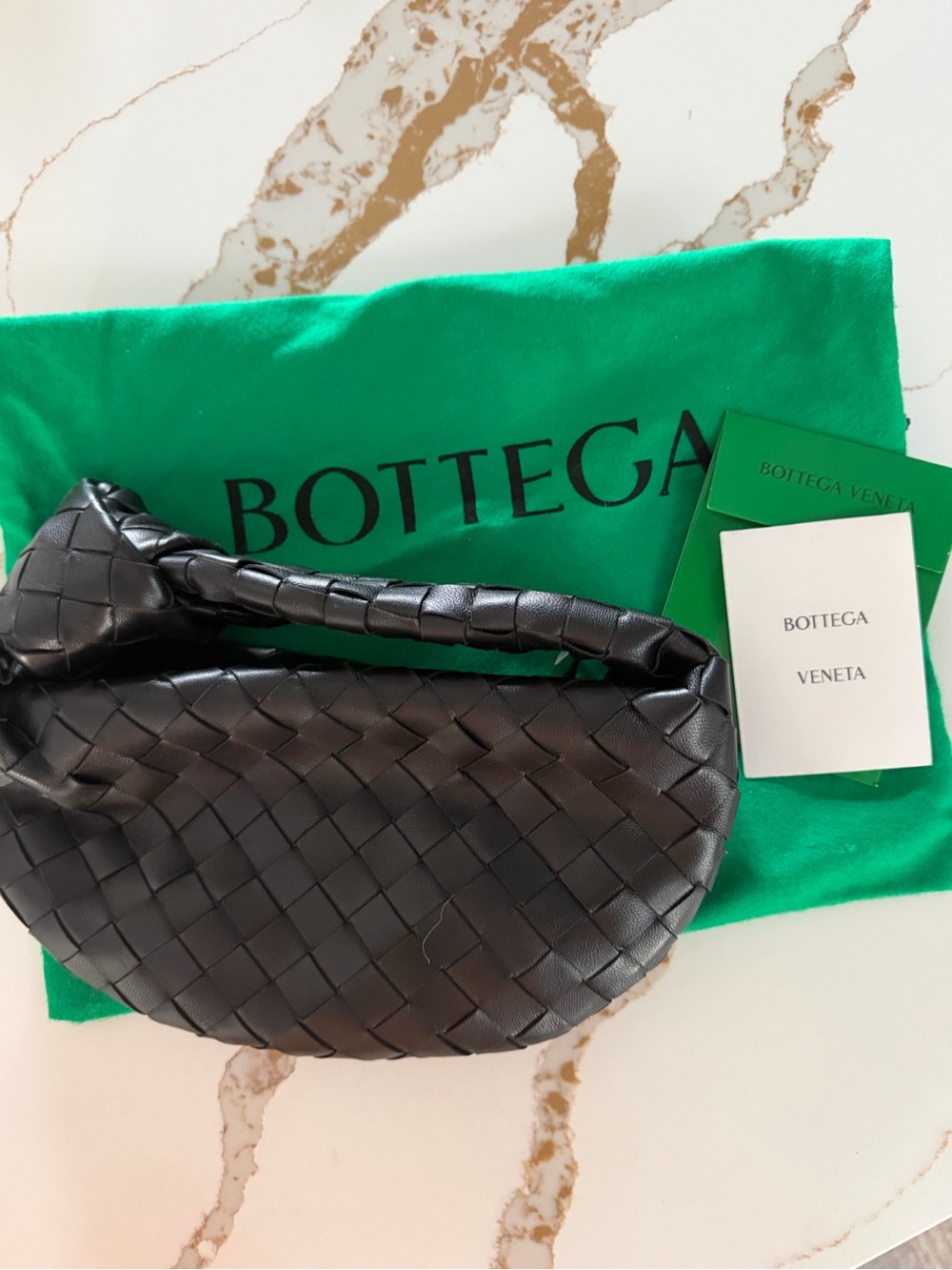 Black Intrecciato Leather Shoulder Pouch
